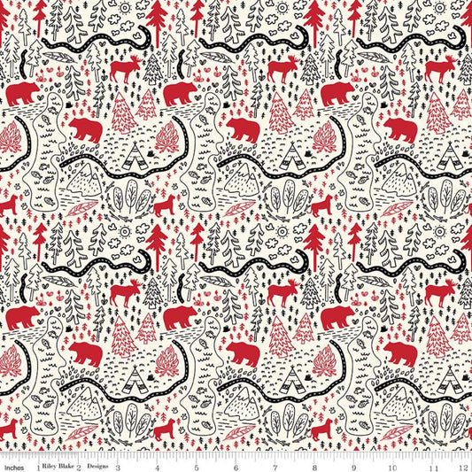 Wild At Heart - Map Fabric - Trapunto