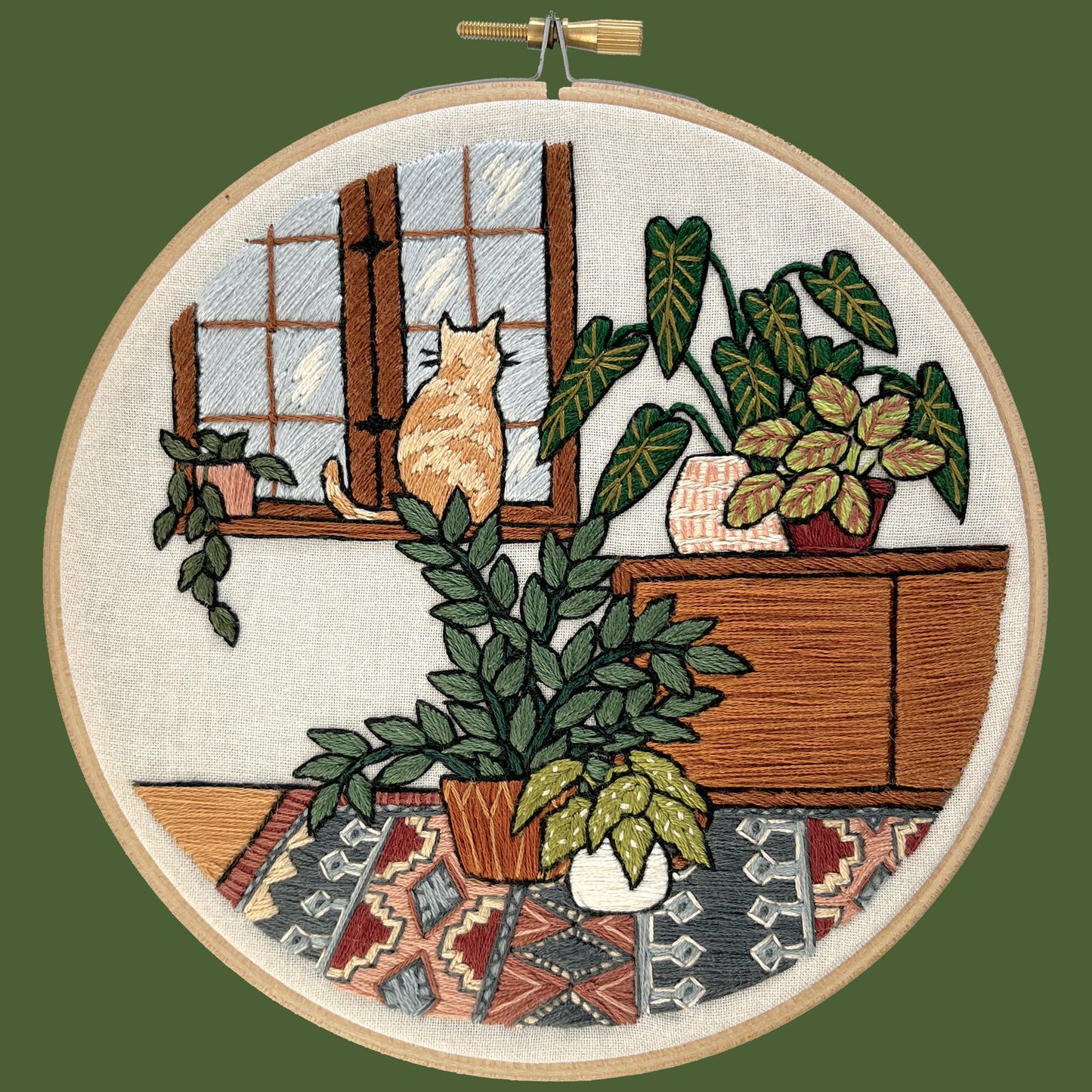 Window Cat Embroidery Kit