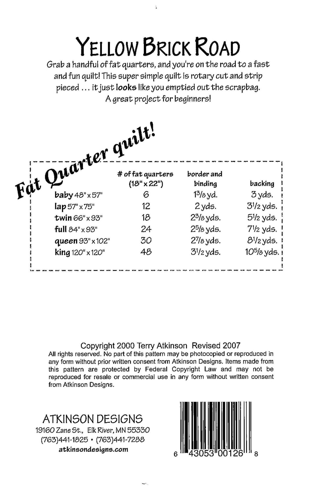 Yellow Brick Road Quilt Pattern – Trapunto