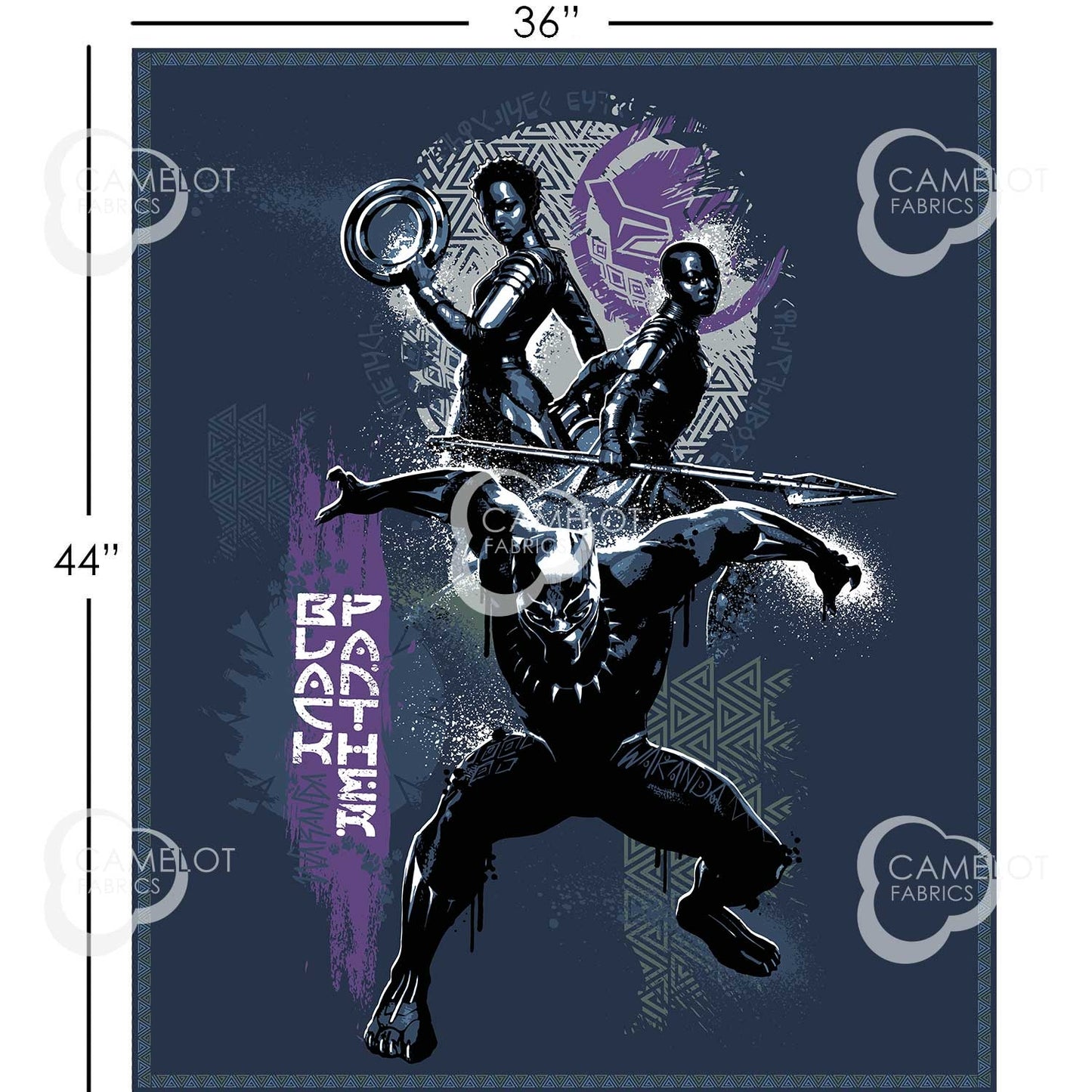Black Panther Panel Fabric - Trapunto