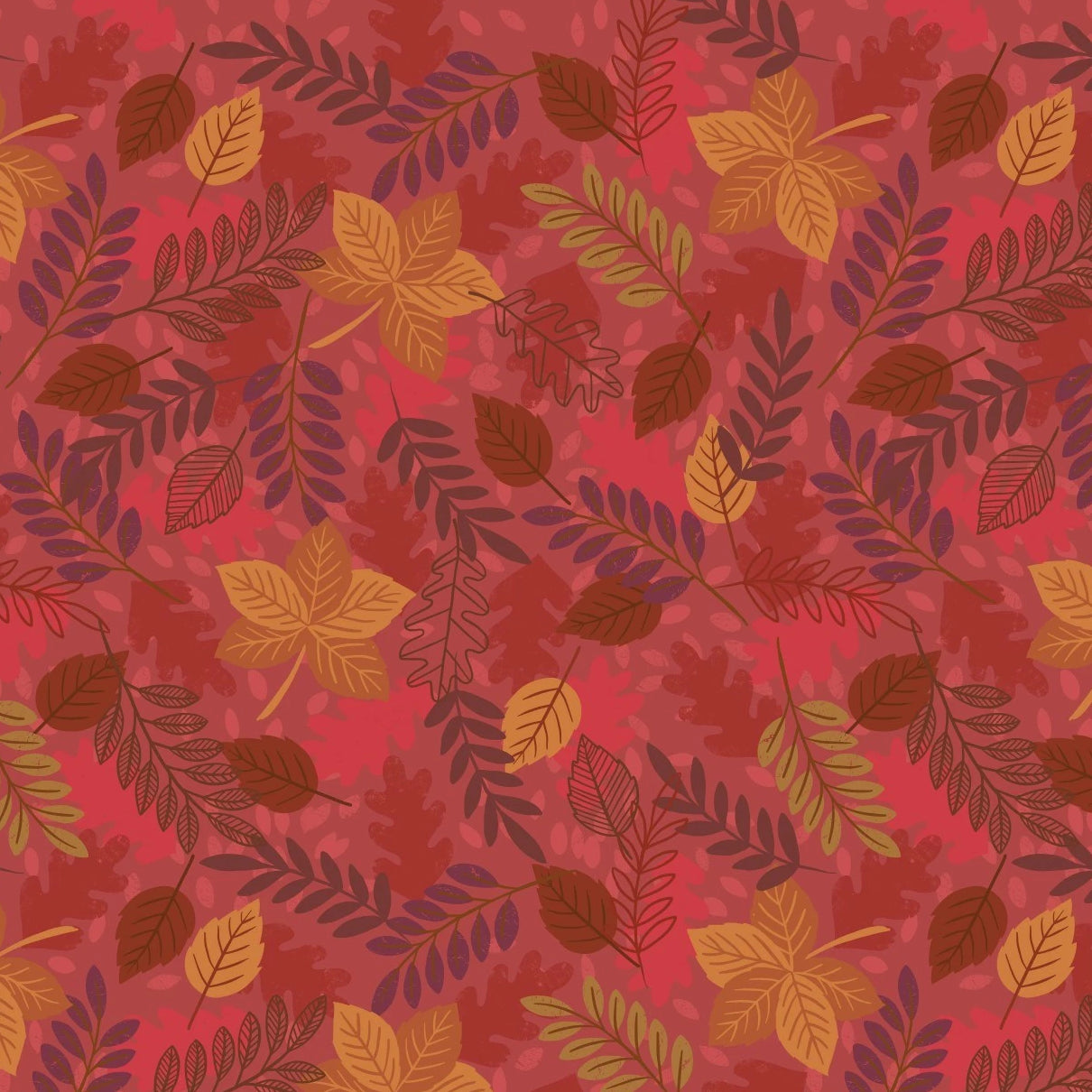 Under the Oak Tree - Leaves Fabric - Trapunto