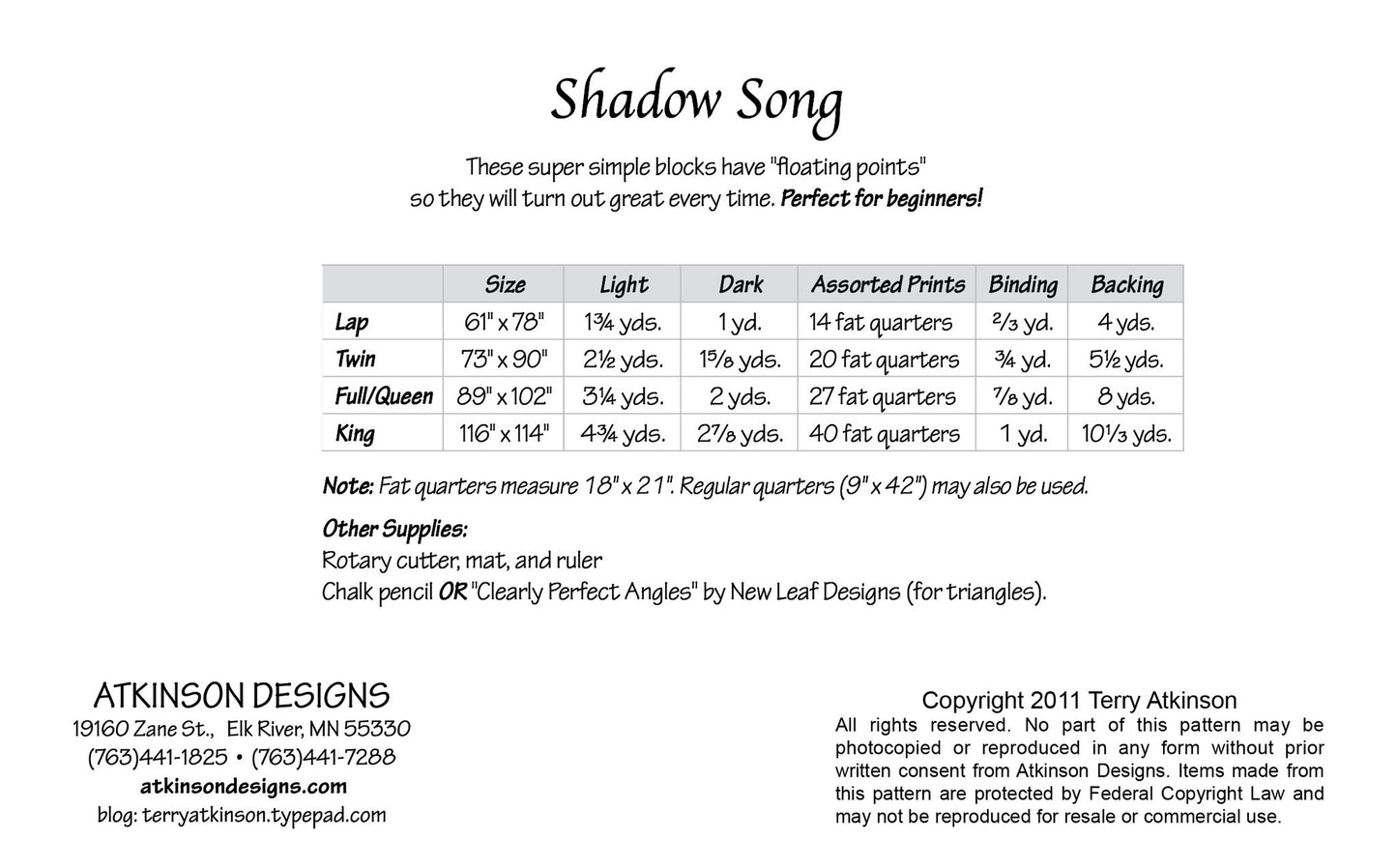 Shadow Song Pattern Quilt Pattern - Trapunto