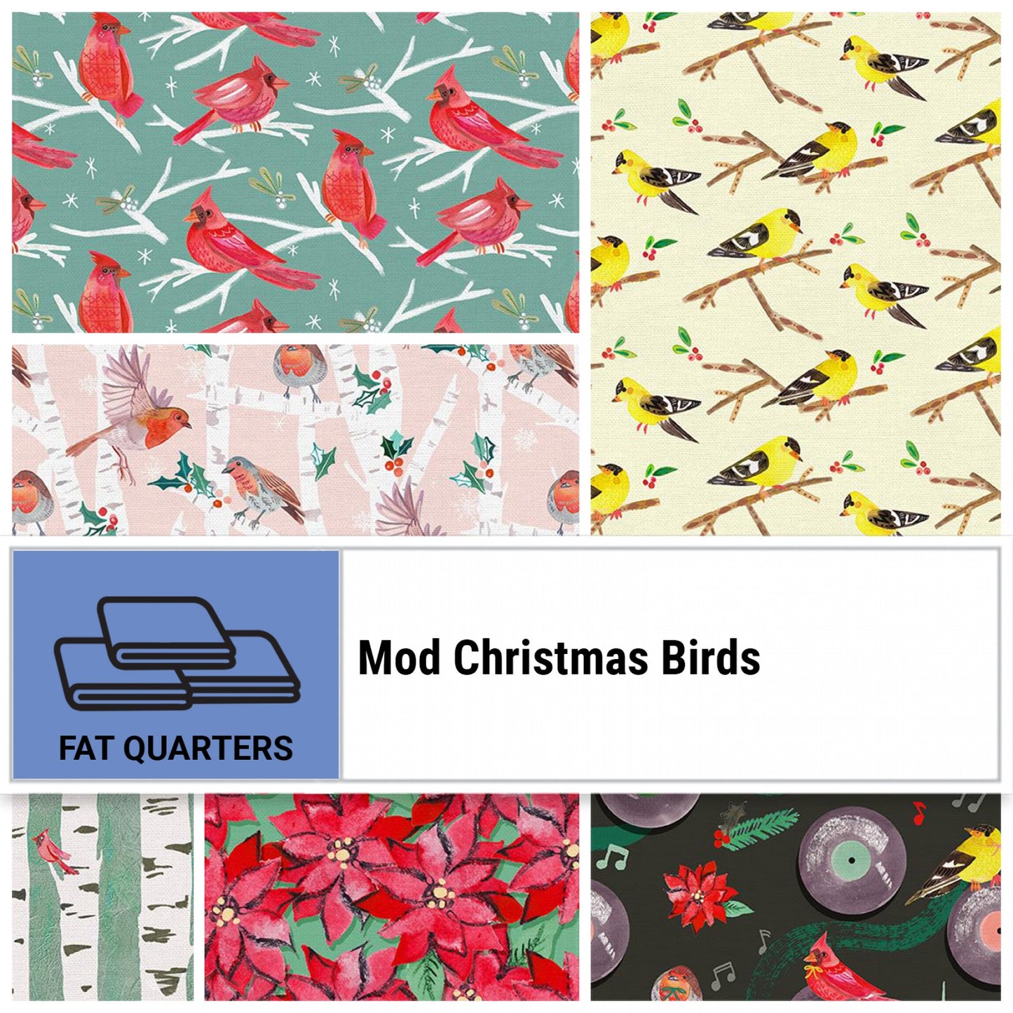 Mod Christmas Birds Flat Fat Stack
