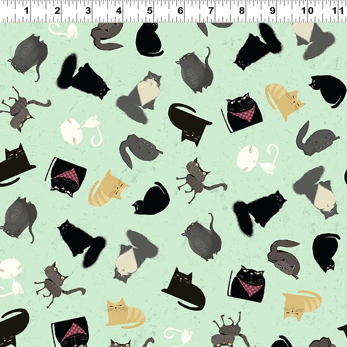Snarky Cats Fabric - Trapunto